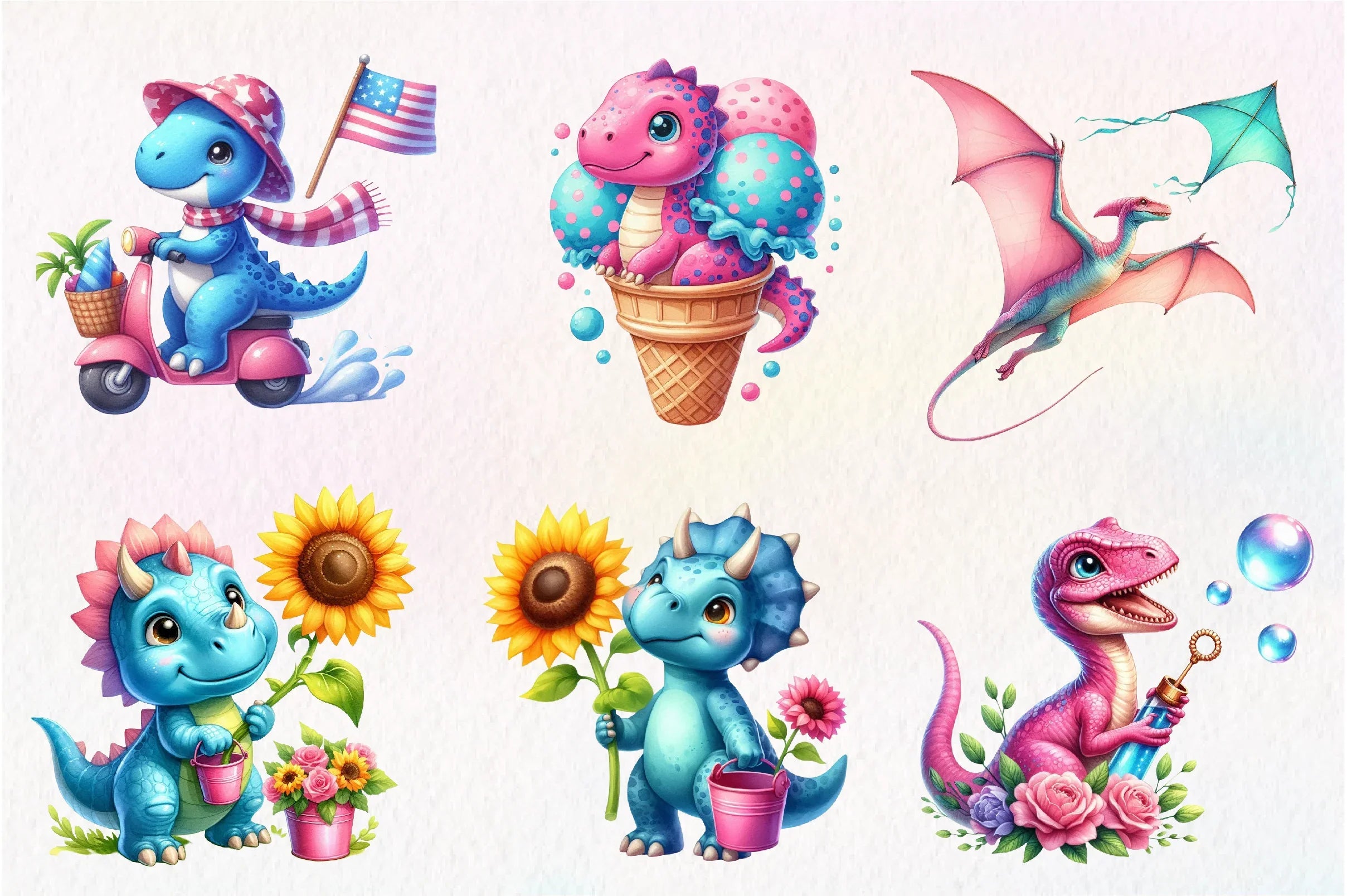 Summer Dinosaur Clipart Bundle - CraftNest - Digital Crafting and Art