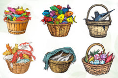 Summer Fish Basket Clipart Bundle - CraftNest - Digital Crafting and Art