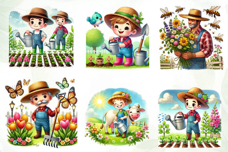 Spring Farmer Clipart Bundle - CraftNest - Digital Crafting and Art