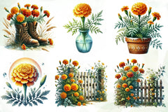 Marigold Chilly Spring Day Clipart Bundle - CraftNest - Digital Crafting and Art