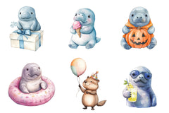 Cute Baby Manatees Clipart Bundle - CraftNest - Digital Crafting and Art