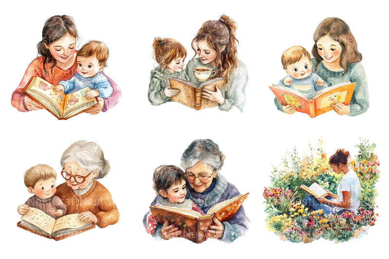 Happy Mothers Day Reading Clipart - CraftNest - Digital Crafting and Art