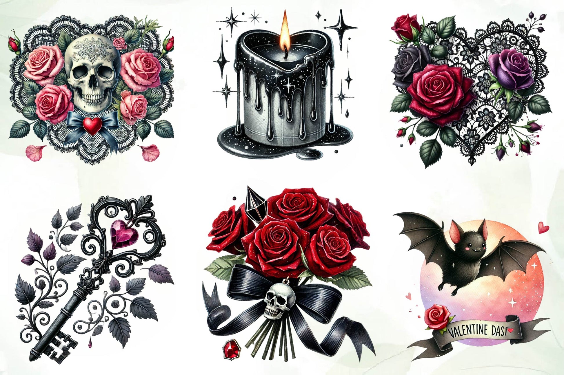 Gothic Valentines Day Cliparts Clipart Bundle - CraftNest - Digital Crafting and Art