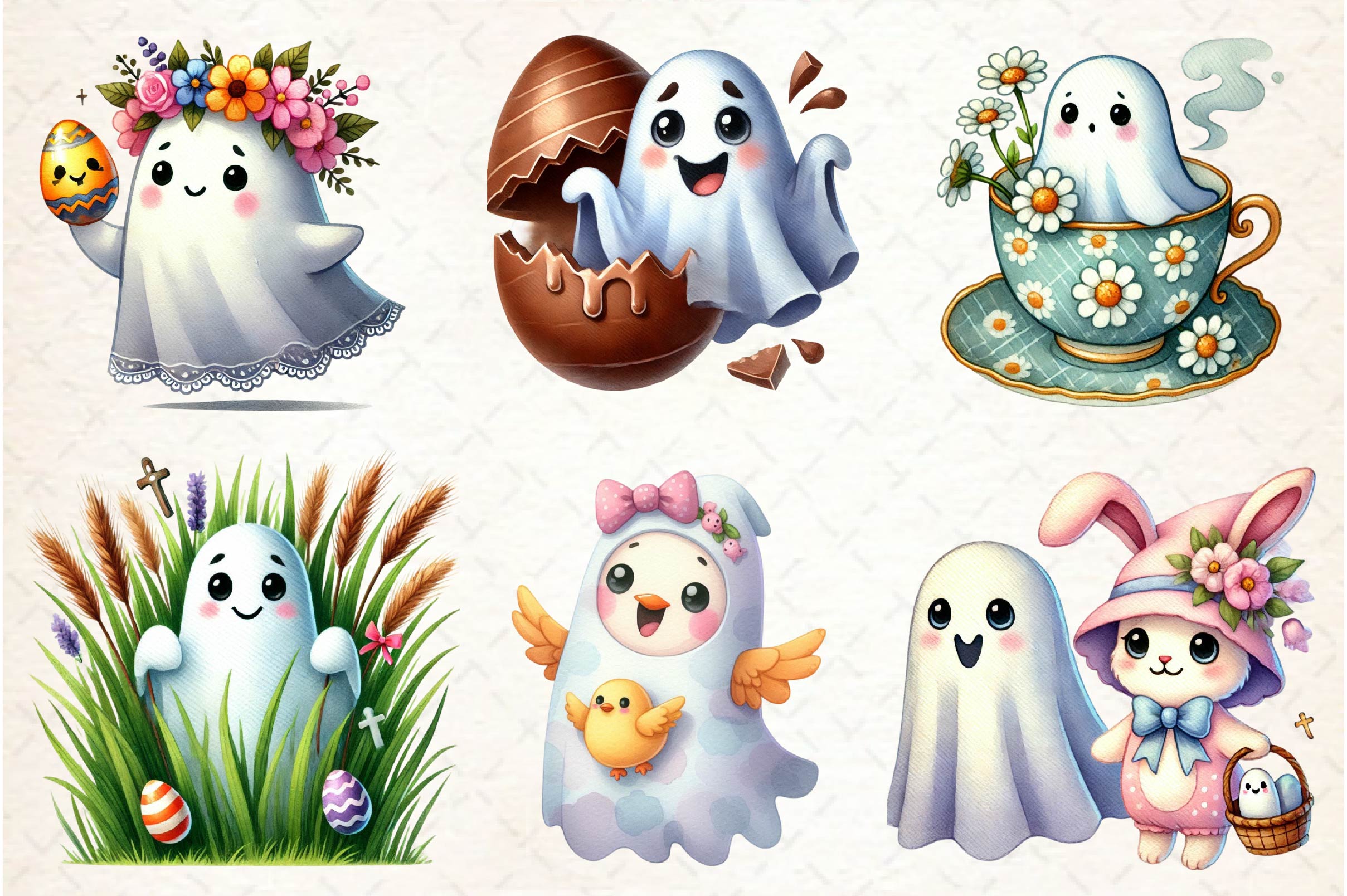 Cute Easter Ghost Clipart Bundle - CraftNest - Digital Crafting and Art