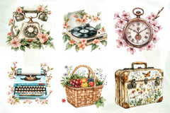 Retro Spring Clipart Bundle - CraftNest - Digital Crafting and Art