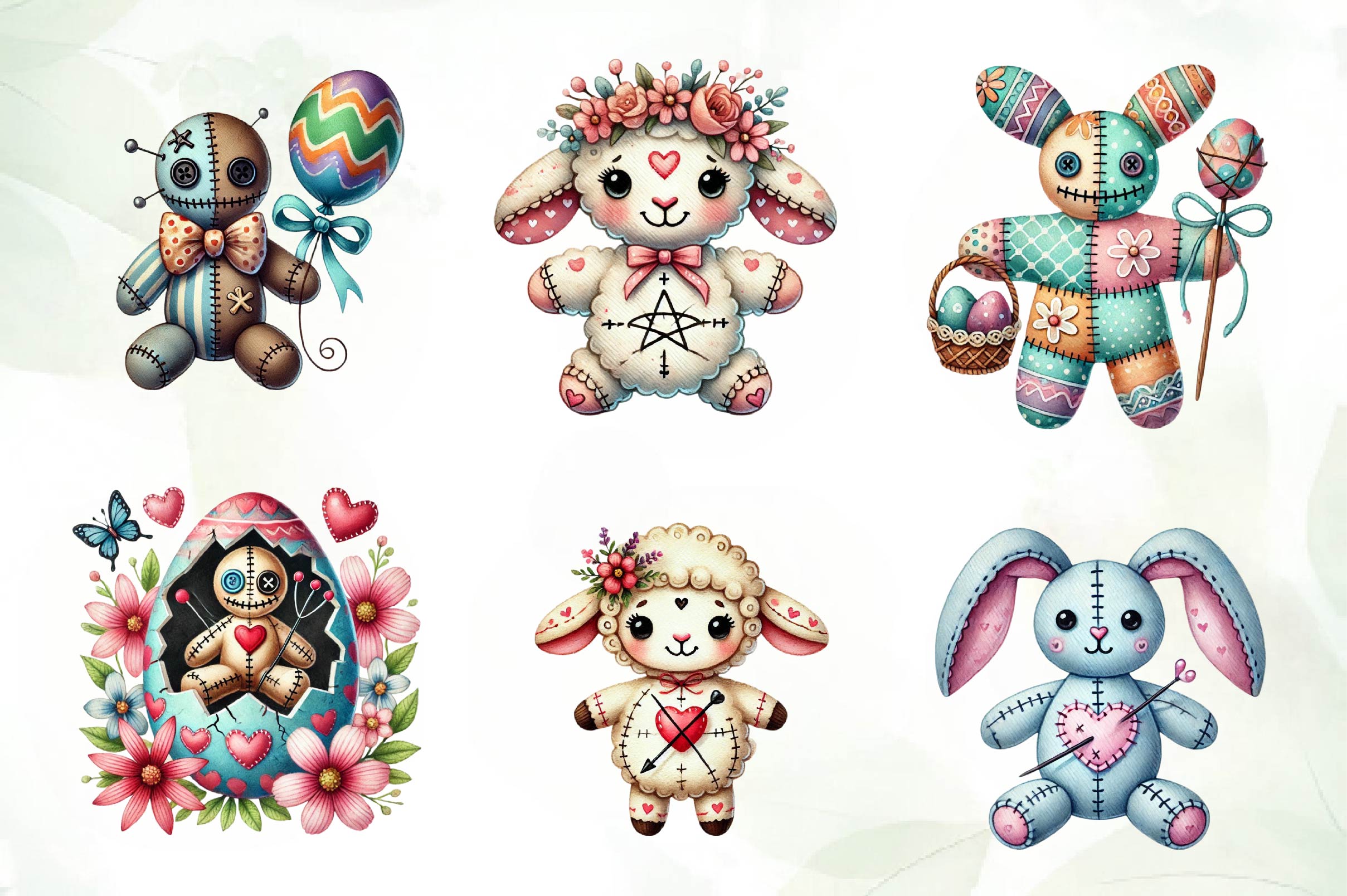 Cute Easter Voodoo Doll Clipart Bundle - CraftNest - Digital Crafting and Art