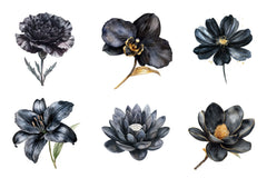 Glitter Luxury Black Spring Flower Clipart Bundle - CraftNest - Digital Crafting and Art