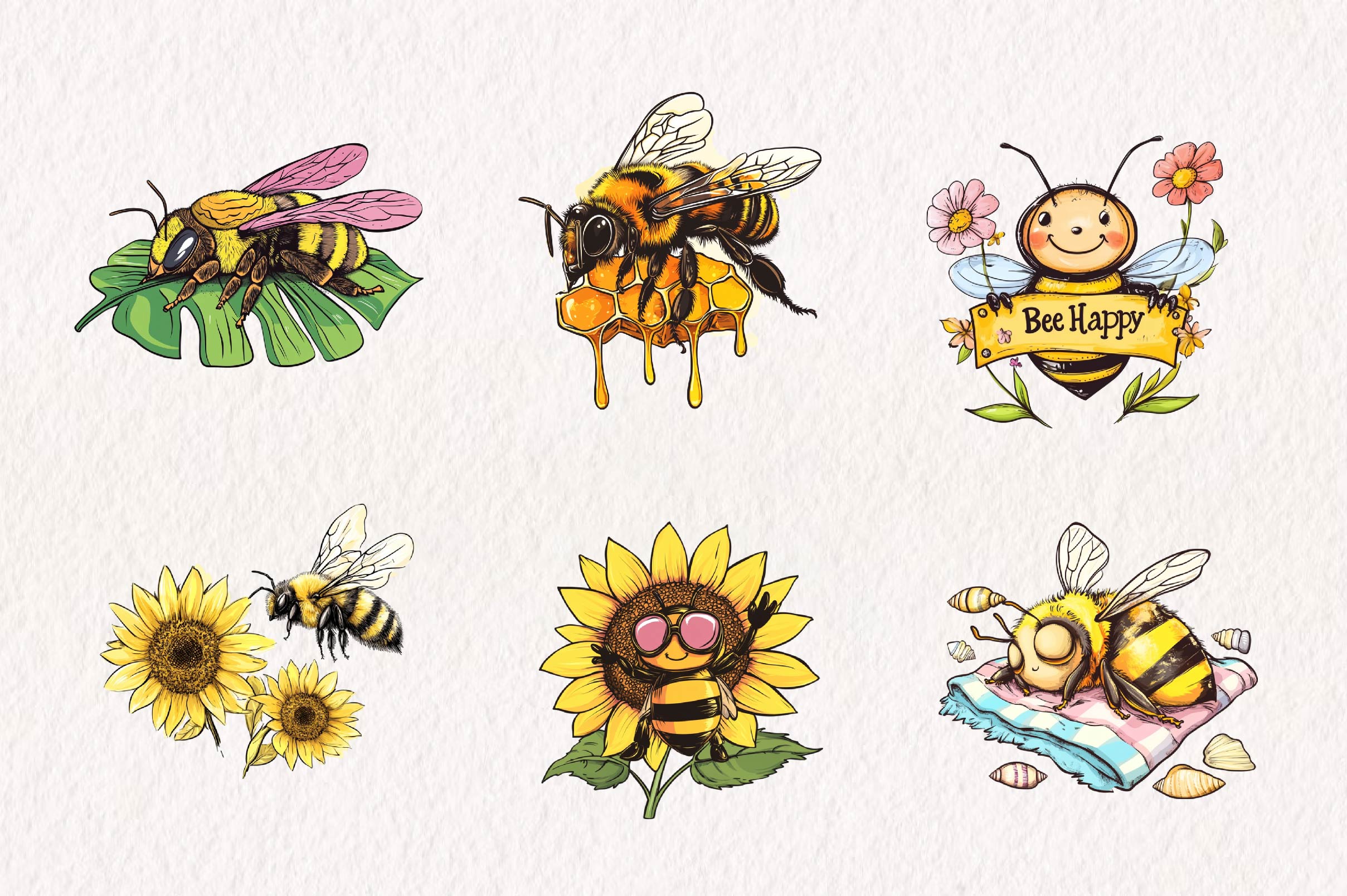 Summer Bee Clipart Bundle - CraftNest - Digital Crafting and Art