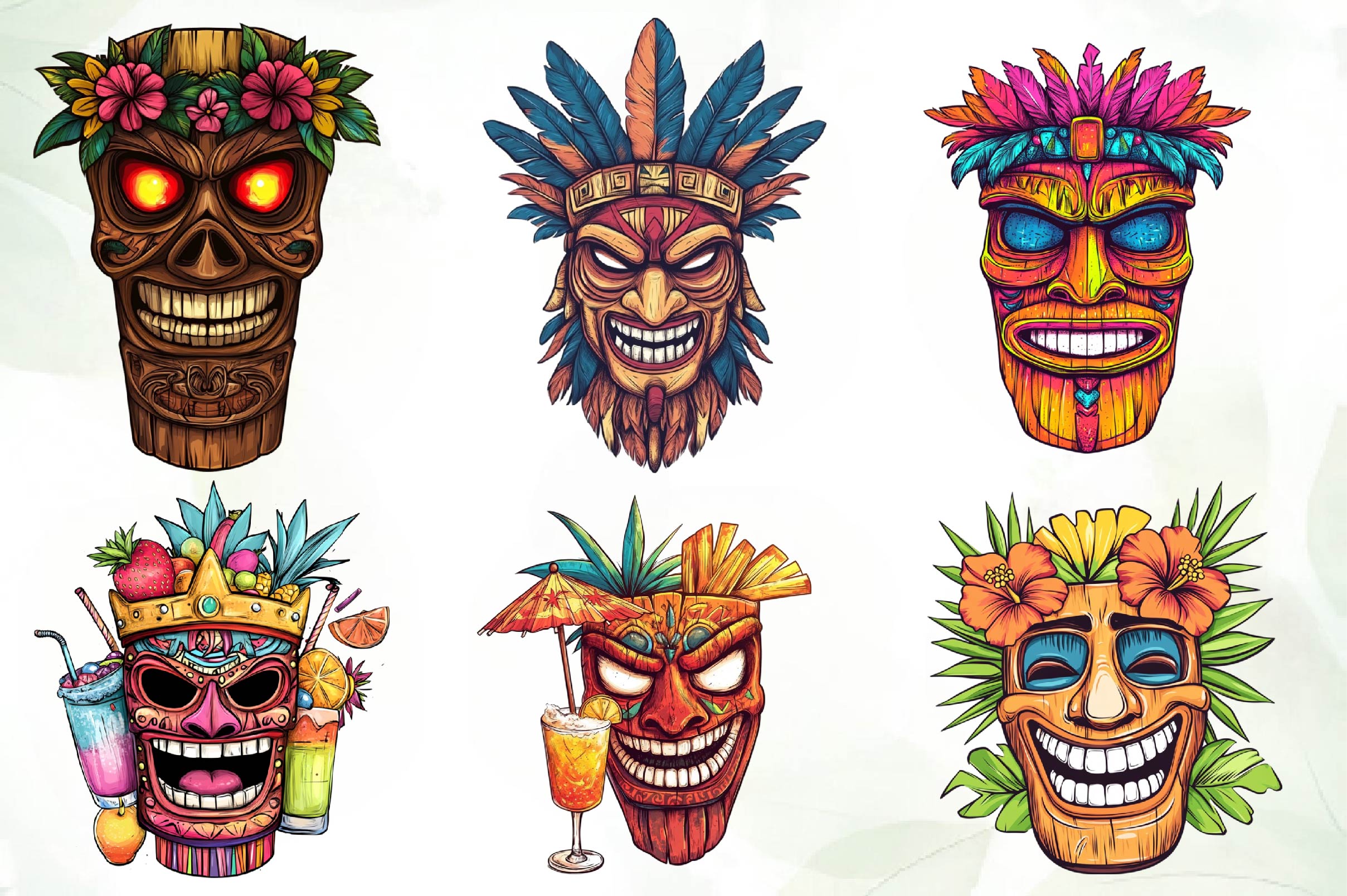 Festival Tiki Mask Clipart Bundle - CraftNest - Digital Crafting and Art