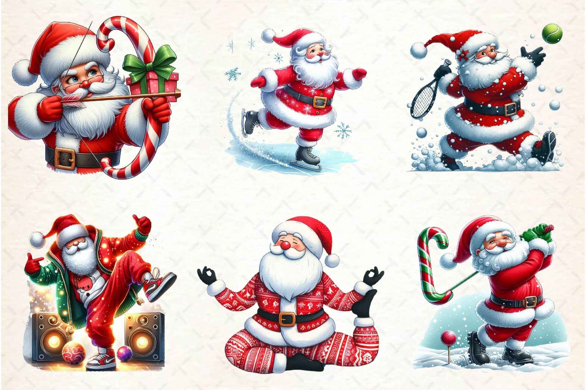 Funny Athlete Santa Clipart Bundle - CraftNest - Digital Crafting and Art