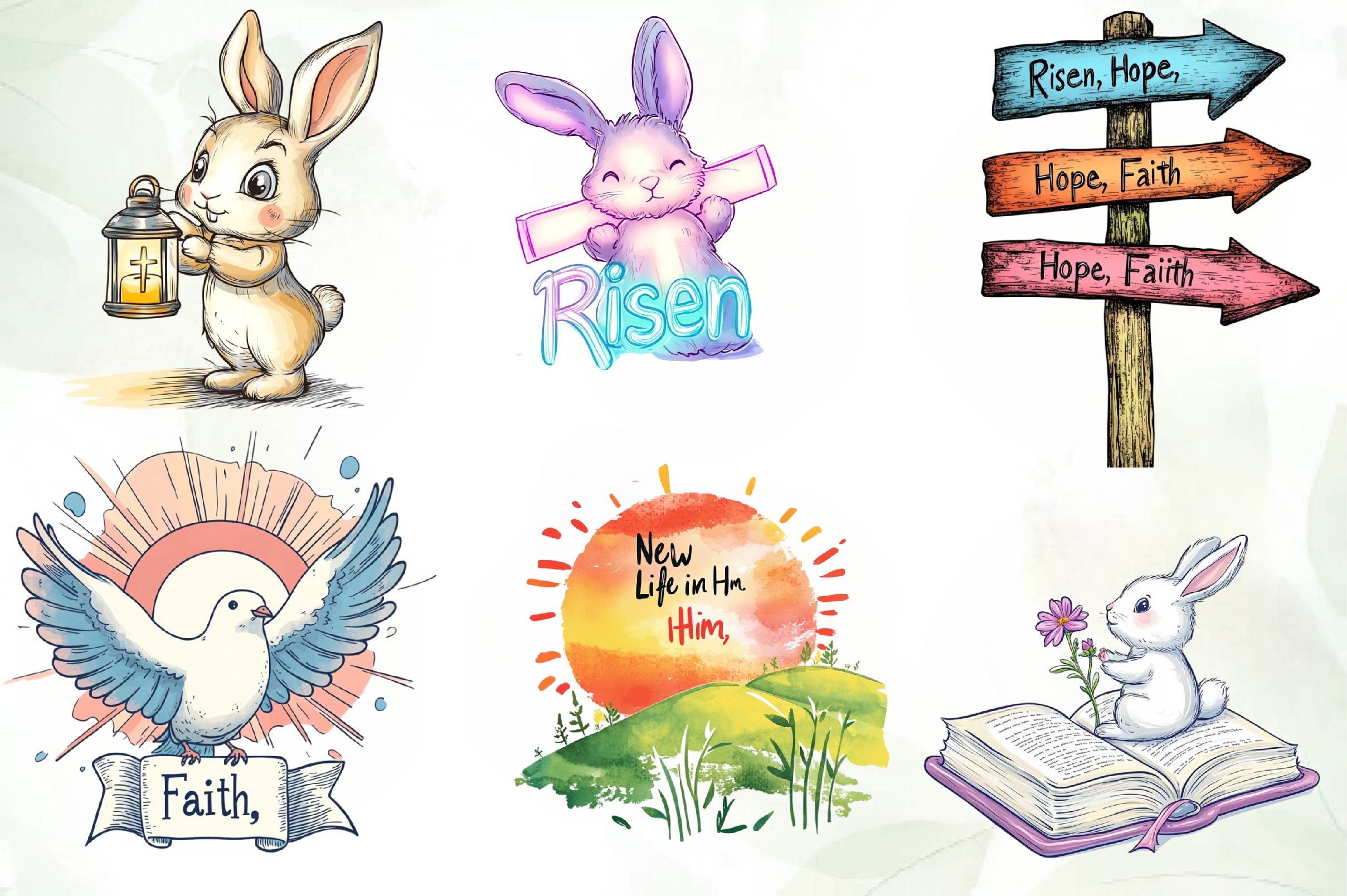 Cute Risen Easter Clipart Bundle - CraftNest - Digital Crafting and Art