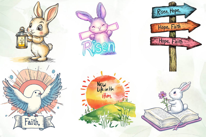 Cute Risen Easter Clipart Bundle - CraftNest - Digital Crafting and Art