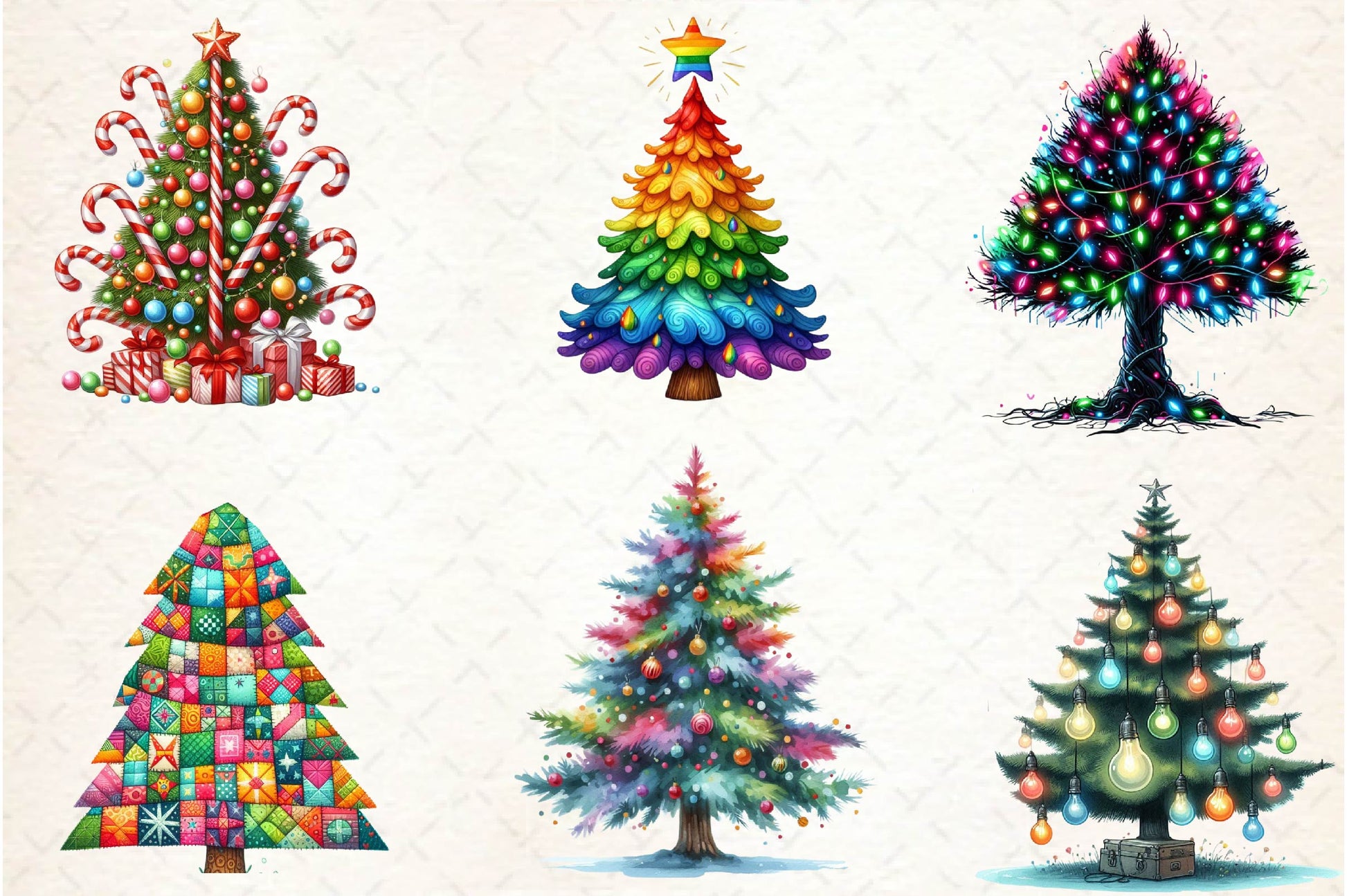 Festive Christmas Tree Clipart Bundle - CraftNest - Digital Crafting and Art