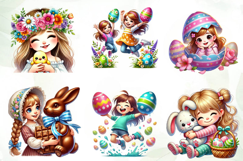 Easter Girls Clipart Bundle - CraftNest - Digital Crafting and Art
