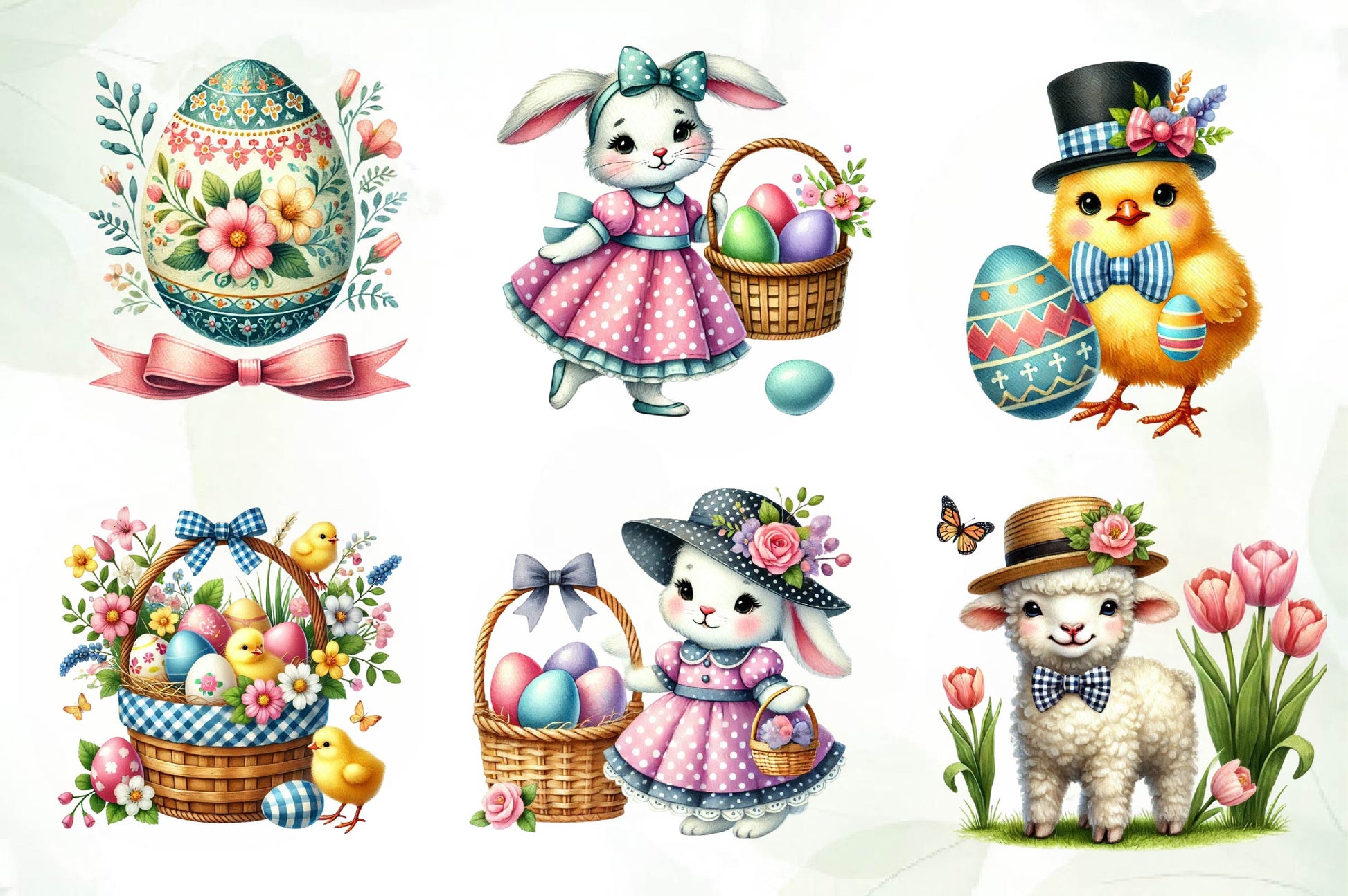 Vintage 1950 Easter Clipart Bundle - CraftNest - Digital Crafting and Art