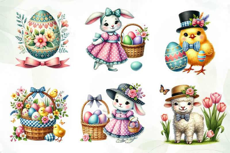 Vintage 1950 Easter Clipart Bundle - CraftNest - Digital Crafting and Art