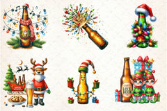 Funny Christmas Beer Bottle Clipart Bundle - CraftNest - Digital Crafting and Art