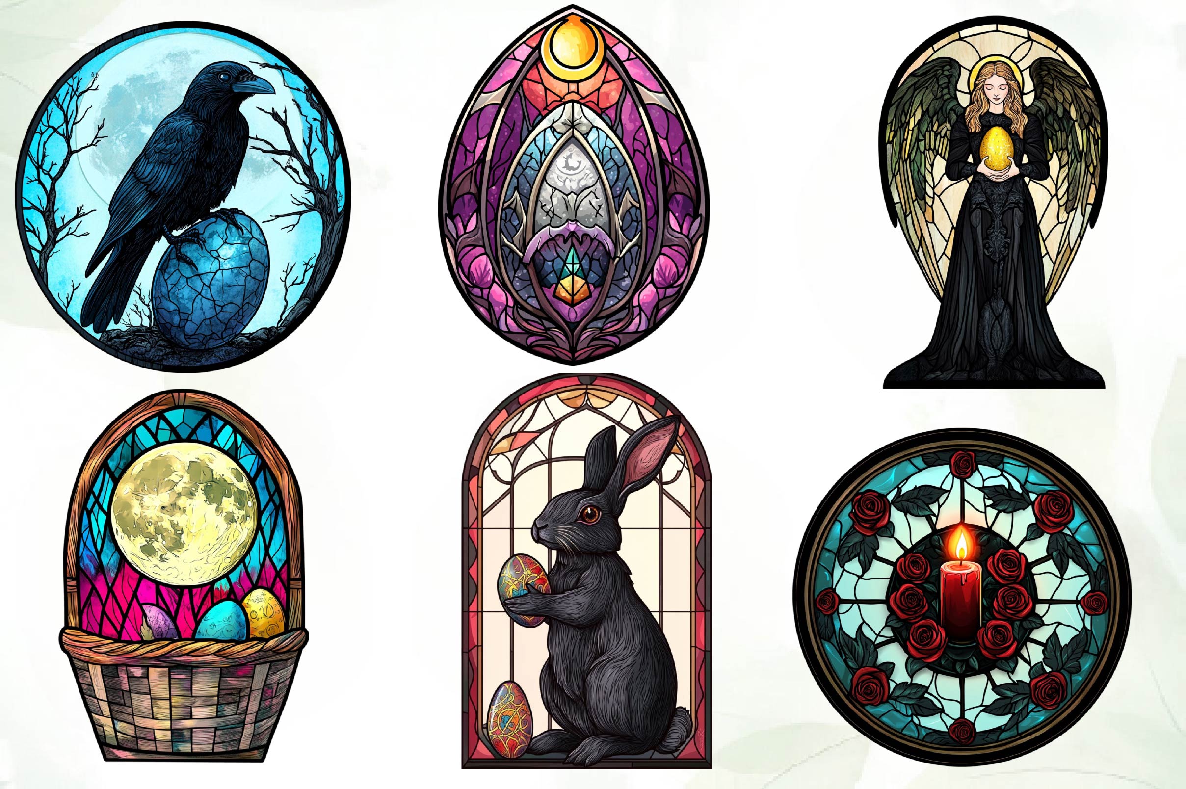 Gothic Round Stained Glass Easter Clipart Bundle - CraftNest - Digital Crafting and Art