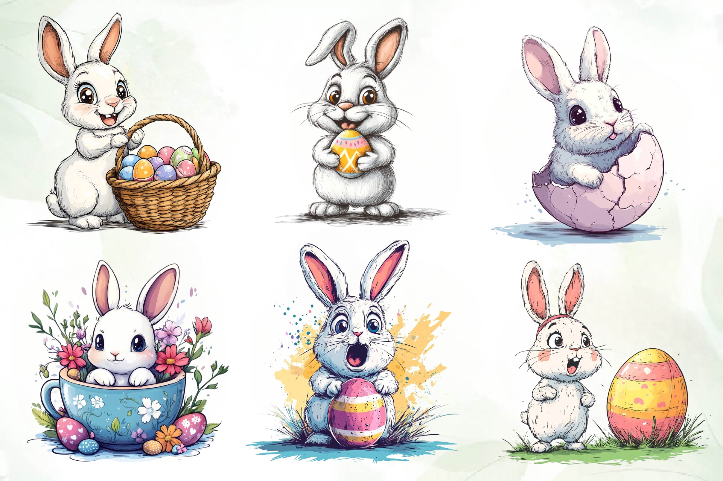 Cute Easter Bunny Clipart Bundle 3 - CraftNest - Digital Crafting and Art