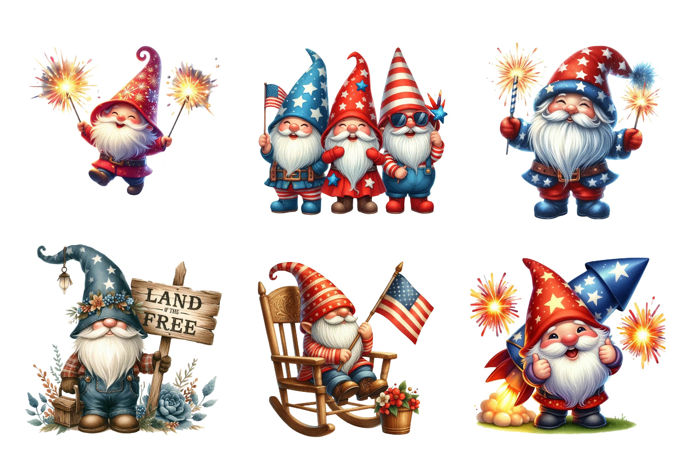 4th Of July Gnomes Clipart Bundle - CraftNest - Digital Crafting and Art