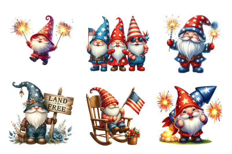 4th Of July Gnomes Clipart Bundle - CraftNest - Digital Crafting and Art