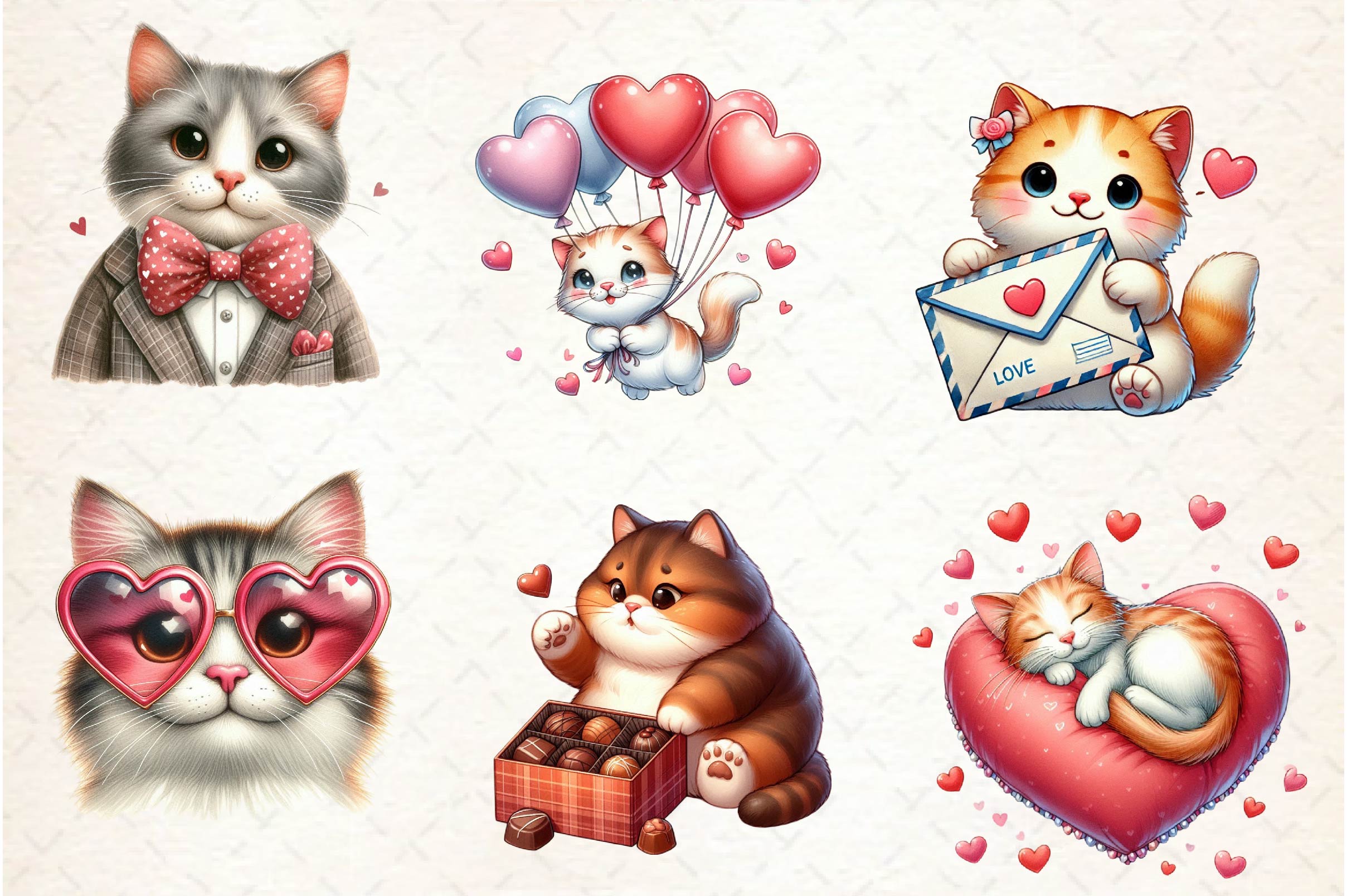 Cute Cat Valentine Clipart Bundle - CraftNest - Digital Crafting and Art