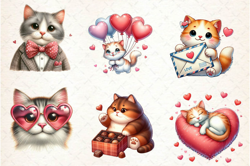Cute Cat Valentine Clipart Bundle - CraftNest - Digital Crafting and Art