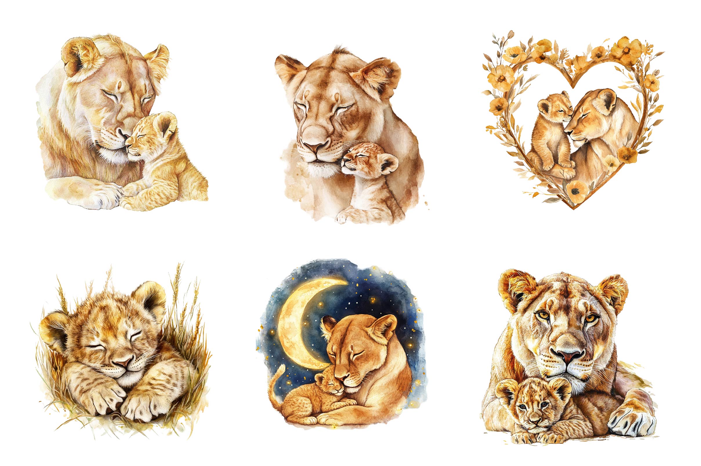 Lioness & Cub Clipart Bundle - CraftNest - Digital Crafting and Art