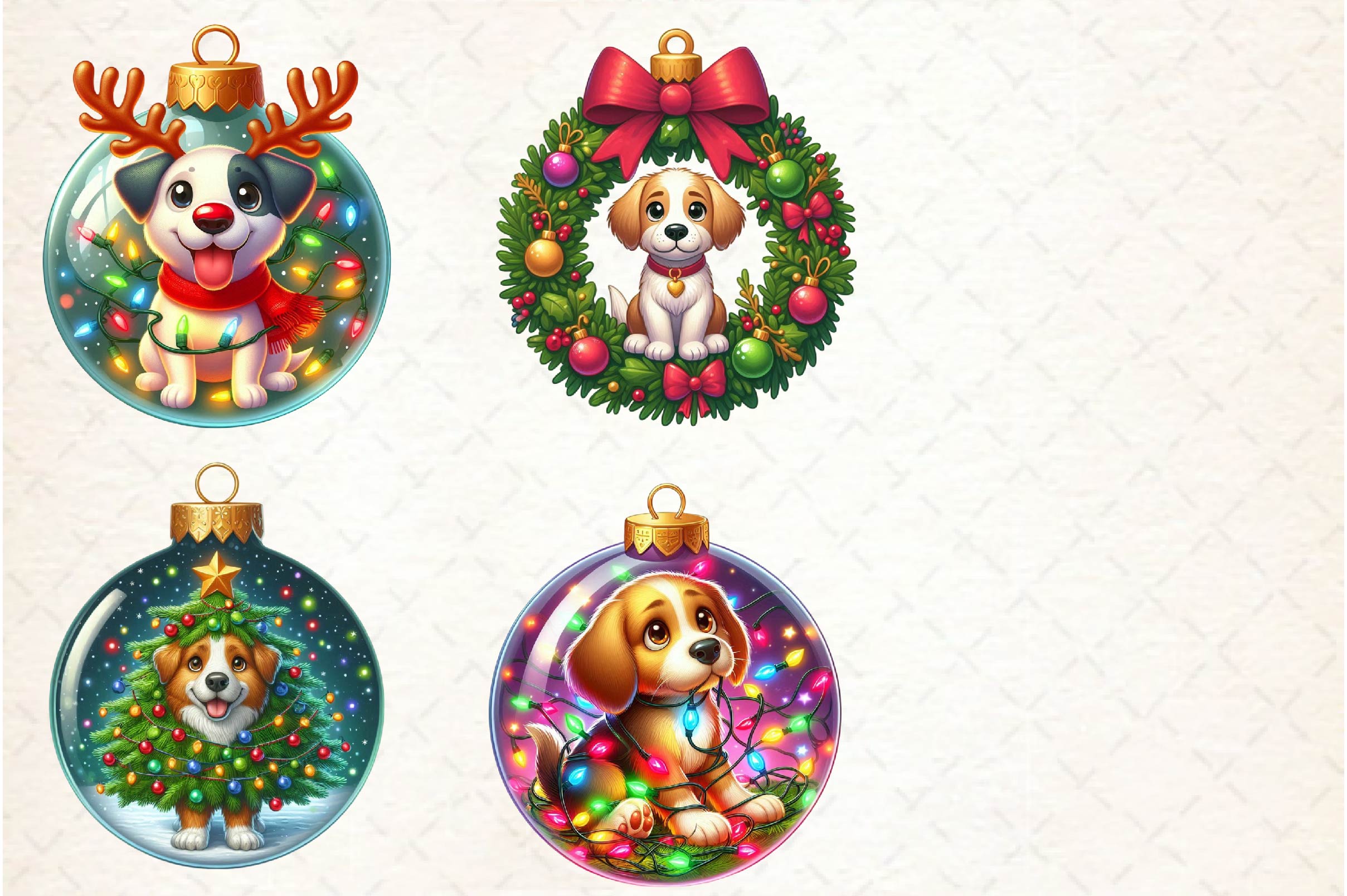 Christmas Dog Ornaments Clipart Bundle - CraftNest - Digital Crafting and Art