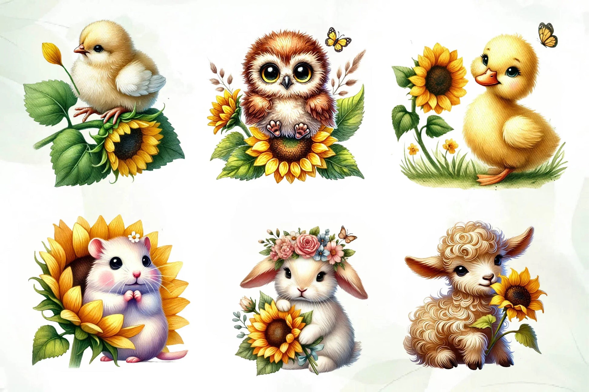 Spring Animal Sunflowers Clipart Bundle - CraftNest - Digital Crafting and Art