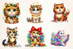 Surprised Cat Christmas Lights Clipart Bundle - CraftNest - Digital Crafting and Art