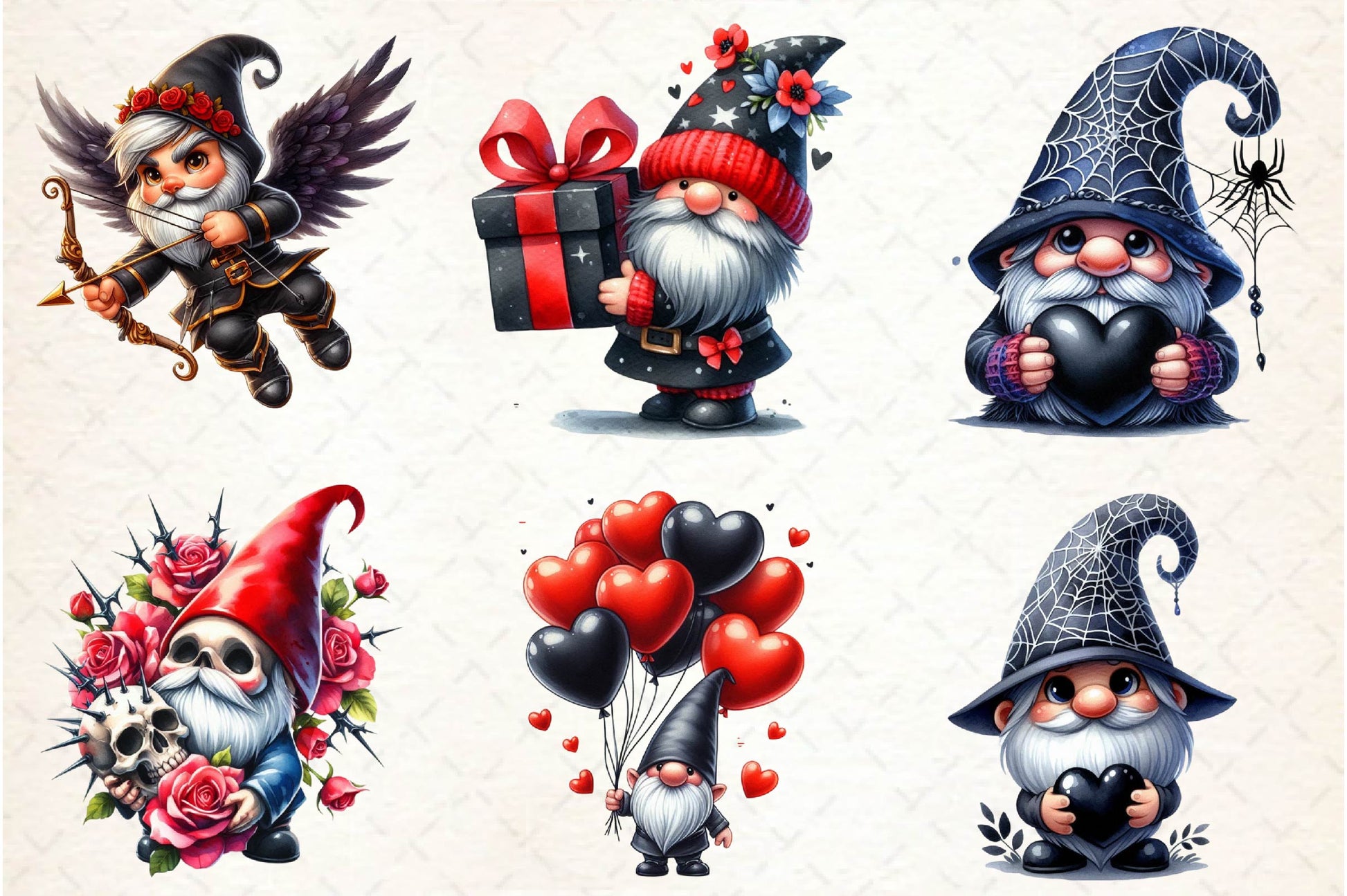 Black Gnomes Valentines Day Clipart Bundle - CraftNest - Digital Crafting and Art