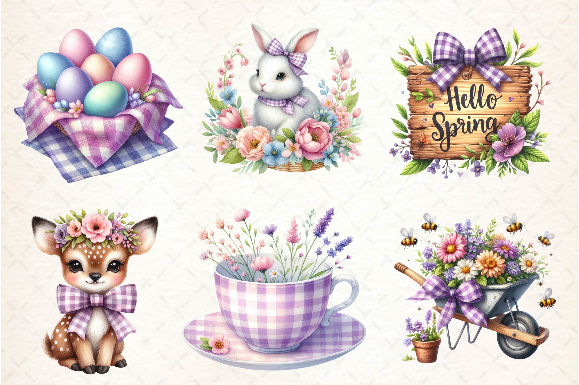 Gingham Spring Clipart Bundle - CraftNest - Digital Crafting and Art