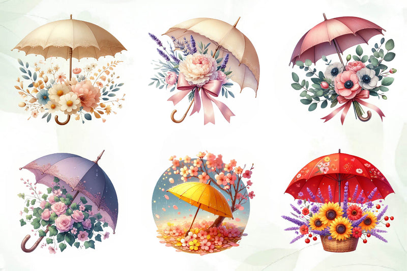Spring Flowers Umbrella Clipart Bundle 2 - CraftNest - Digital Crafting and Art