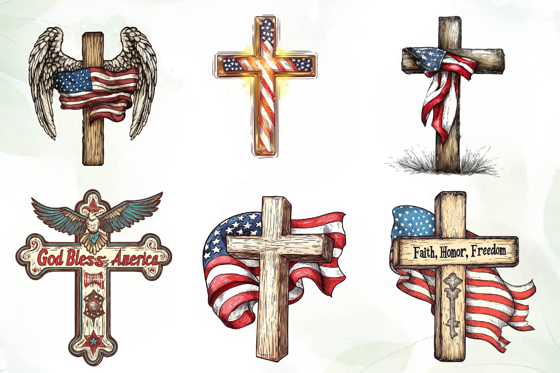 American Flag Cross Memorial Clipart Bundle - CraftNest - Digital Crafting and Art