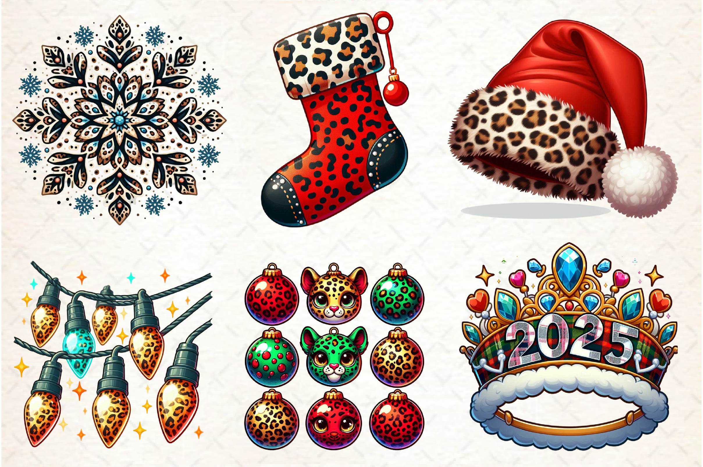 Leopard Print Christmas Clipart Bundle - CraftNest - Digital Crafting and Art