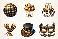 Black & Gold New Year Celebration Clipart Bundle - CraftNest - Digital Crafting and Art