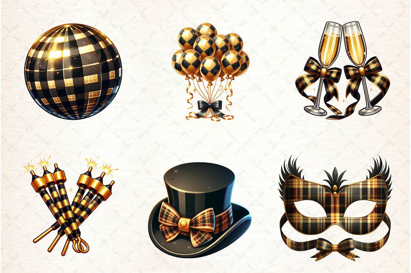 Black & Gold New Year Celebration Clipart Bundle - CraftNest - Digital Crafting and Art