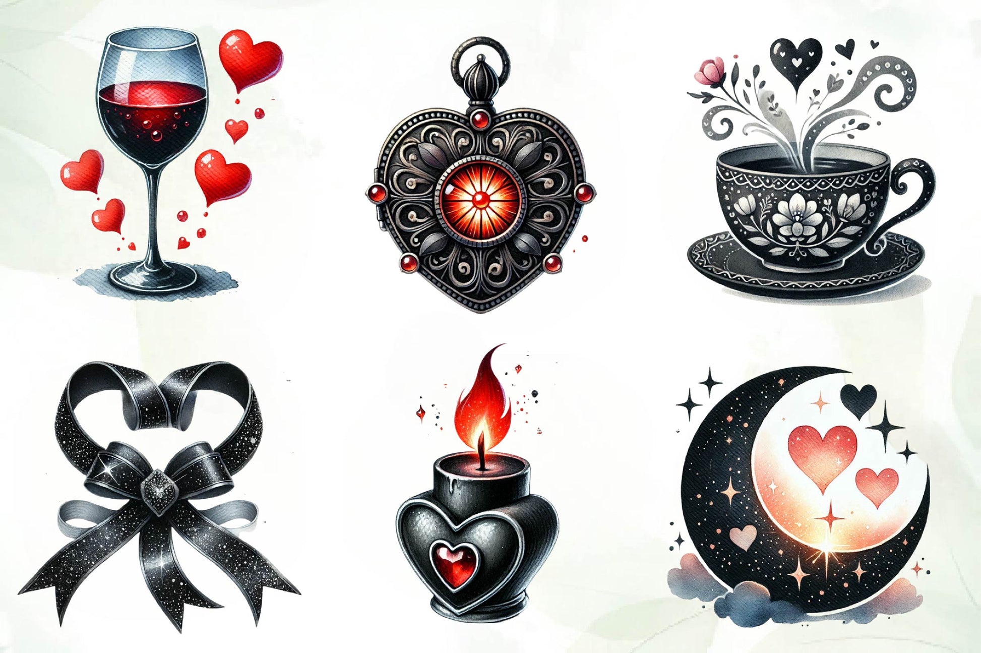 Black Valentine Clipart Bundle - CraftNest - Digital Crafting and Art