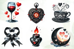 Black Valentine Clipart Bundle - CraftNest - Digital Crafting and Art