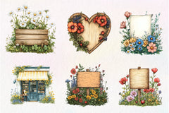 Summer Empty Sign & Wildflowers Clipart Bundle - CraftNest - Digital Crafting and Art