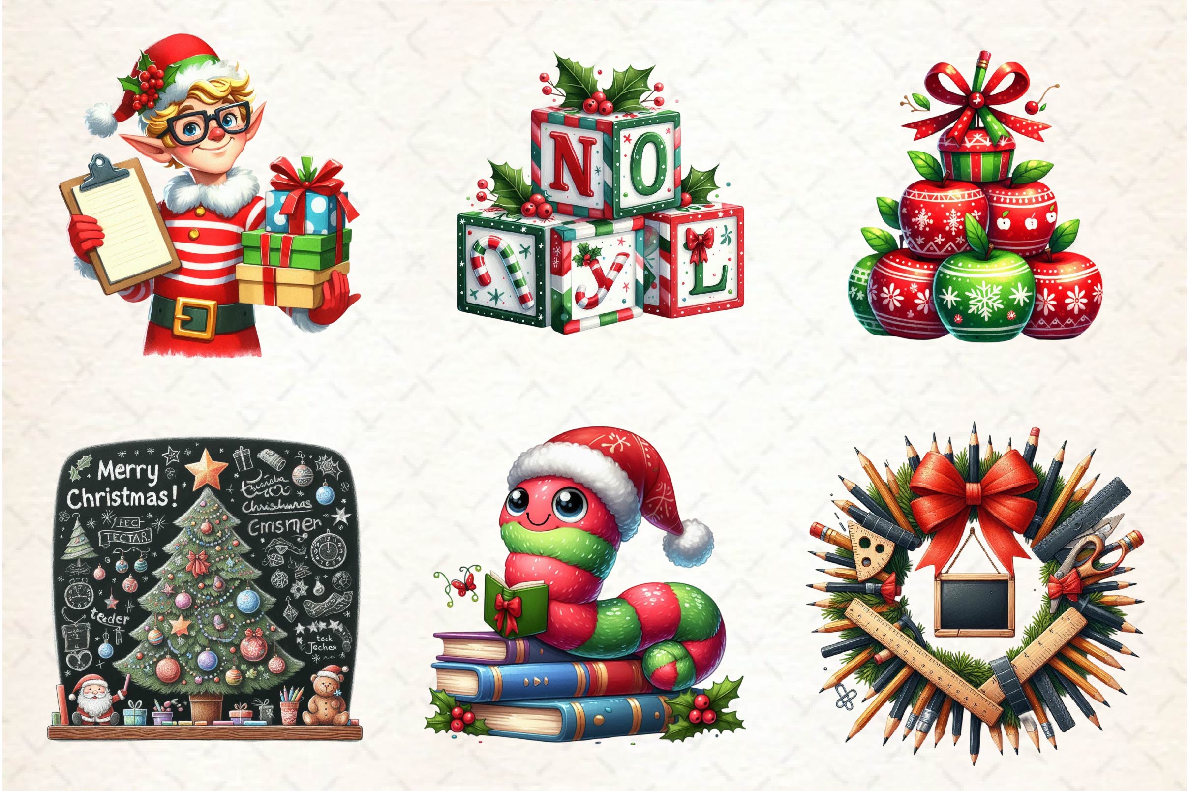 Christmas School Teacher Clipart Bundle - CraftNest - Digital Crafting and Art