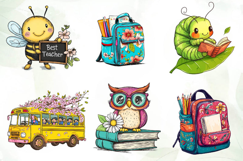 Spring Teacher School Clipart Bundle - CraftNest - Digital Crafting and Art