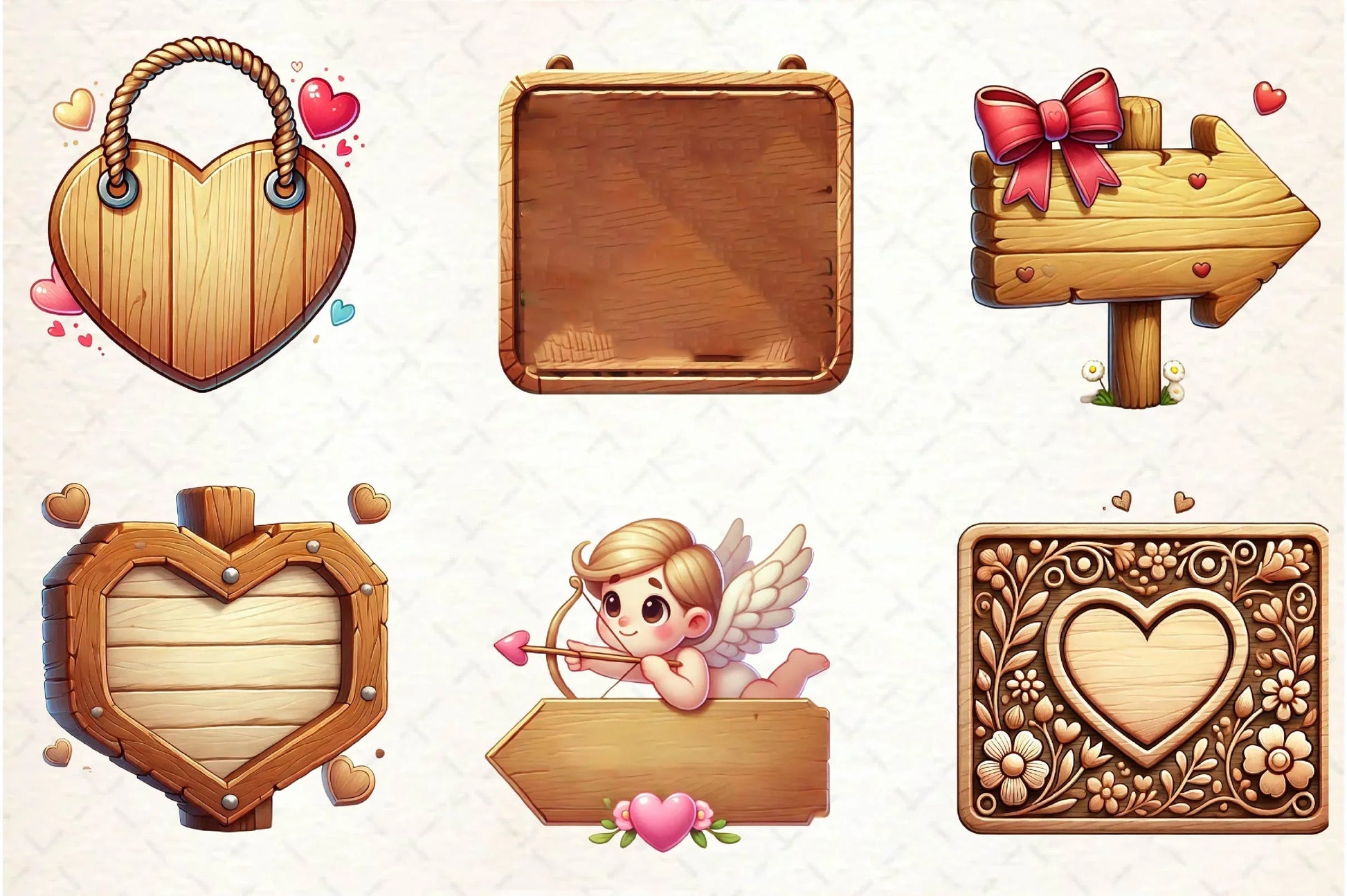 Valentines Empty Wooden Signs Clipart Bundle - CraftNest - Digital Crafting and Art