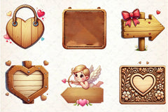 Valentines Empty Wooden Signs Clipart Bundle - CraftNest - Digital Crafting and Art