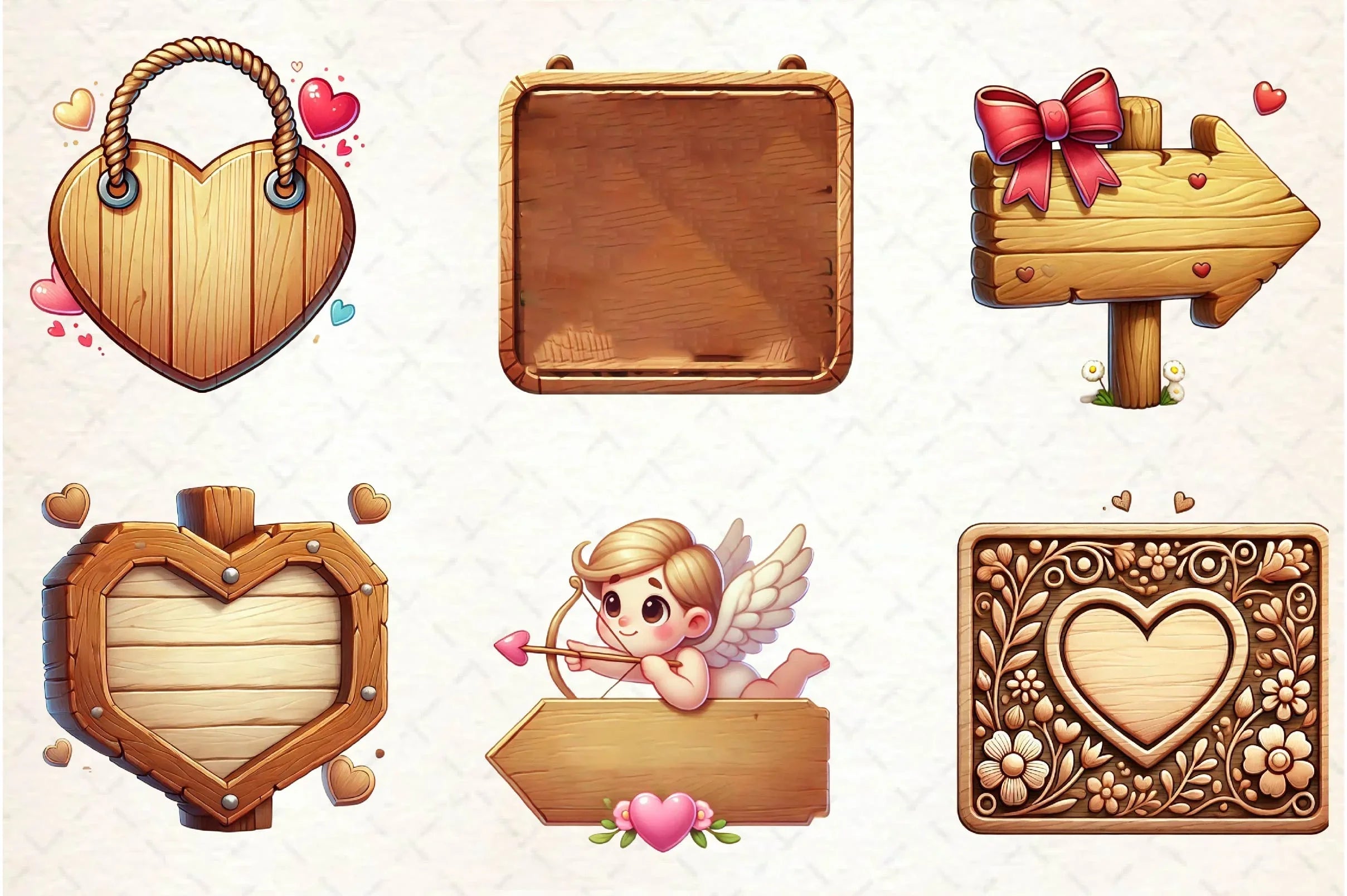 Valentines Empty Wooden Signs Clipart Bundle - CraftNest - Digital Crafting and Art