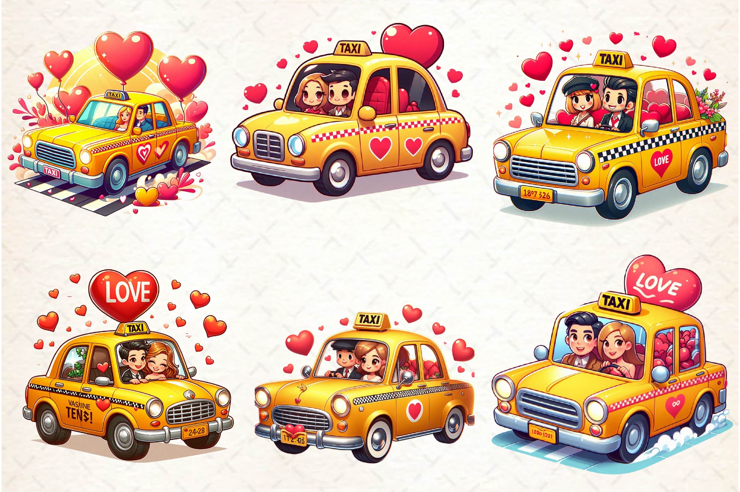 Valentines Love Taxi Clipart Bundle - CraftNest - Digital Crafting and Art