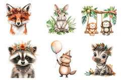 Cute Boho Woodland And Jungle Animals Clipart Bundle - CraftNest - Digital Crafting and Art