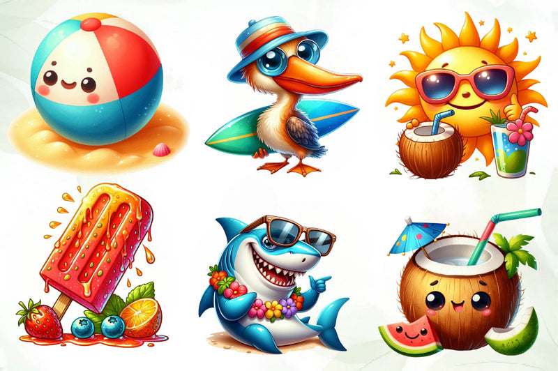 Cute Funny Beach Day Clipart Bundle - CraftNest - Digital Crafting and Art