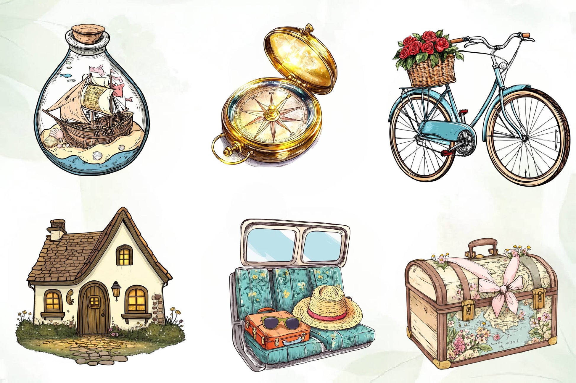 Vintage Travel Clipart Bundle - CraftNest - Digital Crafting and Art